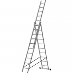 Лестница трехсекционная алюминиевая, 3 х 10 ступеней, H=285/481/674 см, вес 12,19 кг FIT 65435