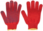 Перчатки вязаные утепленные красные х/б с ПВХ, FIT, 12499